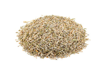 Dried Lavandula angustifolia on a white background