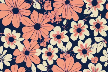 Fototapeten motifs: floral, floral pattern, summer, flower, vintage, ditsy floral Generative AI © MUNUGet Ewa