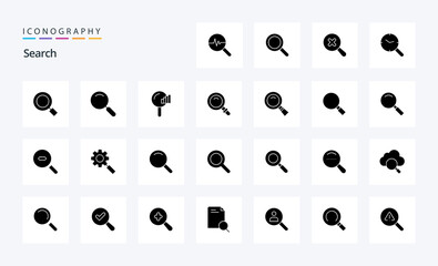 25 Search Solid Glyph icon pack