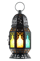 Ramadan islamic lantern (fanous) isolated. Arabic decoration lamp on white background.