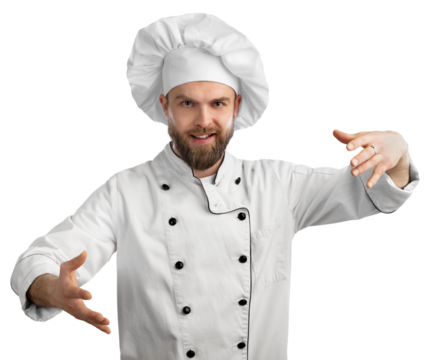 Male chef in uniform ready to cook a new dish