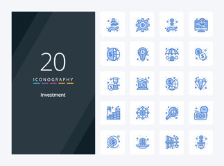 Fototapeta na wymiar 20 Investment Blue Color icon for presentation