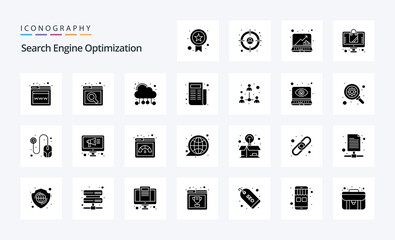 25 Seo Solid Glyph icon pack