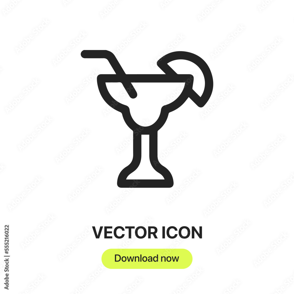 Poster cocktail icon vector. linear style sign for mobile concept and web design. cocktail symbol illustrat