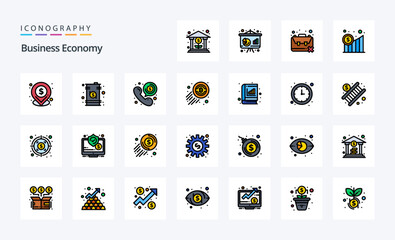 25 Economy Line Filled Style icon pack