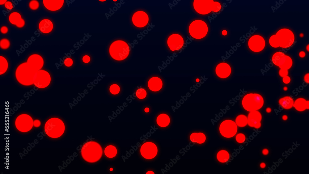 Poster abstract 3d red balloons are flying on a dark background. 3d rendering.