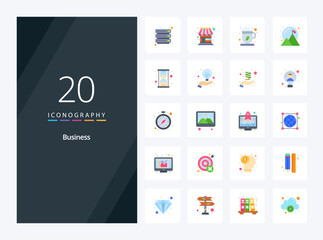 20 Business Flat Color icon for presentation