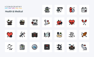 25 Health And Medical Line Filled Style icon pack