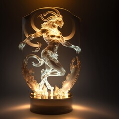 glass sculpture of an indian Zodiac Sign characters