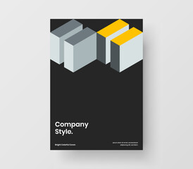 Bright front page A4 vector design illustration. Isolated mosaic hexagons catalog cover layout.