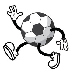 soccer ball mascot, vintage cartoon football character, vector
