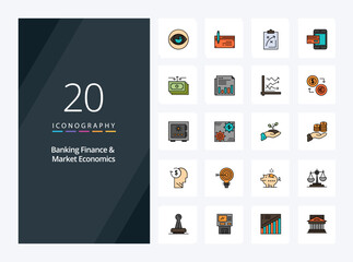 20 Banking Finance And Market Economics line Filled icon for presentation