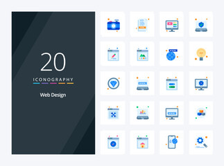 Fototapeta na wymiar 20 Web Design Flat Color icon for presentation