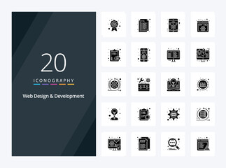 Fototapeta na wymiar 20 Web Design And Development Solid Glyph icon for presentation