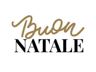 Christmas,Buon Natale greeting card.Handwriting lettering in italian.Holiday lettering.New year template.Vintage vector,typography design.