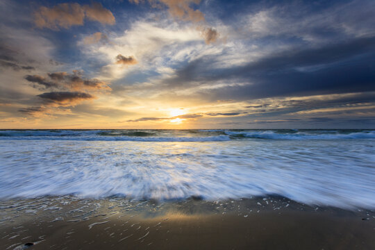 Sunrise over ocean at Crescent Beach on Block Island, Rhode Island, USA