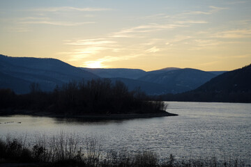 sunset over the lake