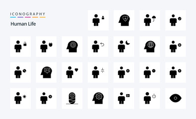 25 Human Solid Glyph icon pack