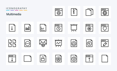 25 Multimedia Line icon pack