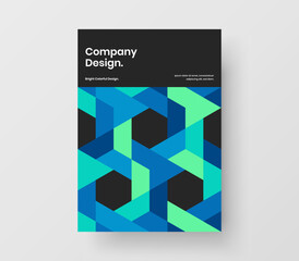 Fresh flyer A4 vector design template. Abstract mosaic shapes presentation layout.