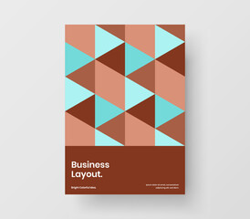 Simple corporate brochure A4 vector design concept. Abstract geometric hexagons catalog cover illustration.