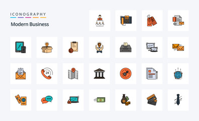 25 Modern Business Line Filled Style icon pack