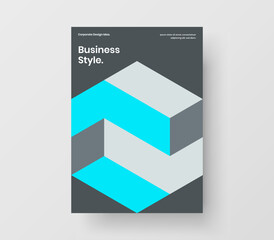Simple pamphlet vector design concept. Multicolored geometric tiles handbill illustration.