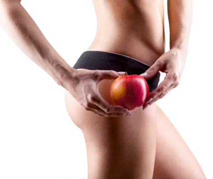 Young sport woman showing vegetable and healthy food