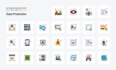 25 Data Protection Flat color icon pack