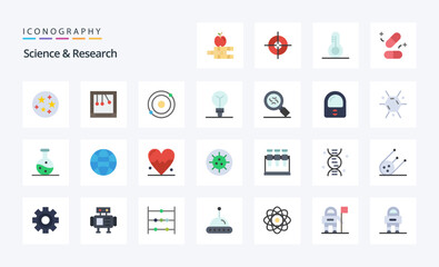 25 Science Flat color icon pack