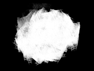 Abstract grunge smudge cut-out with black brush strokes and splashes, isolated object with transparent background in the centre are