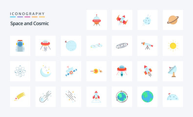 25 Space Flat color icon pack