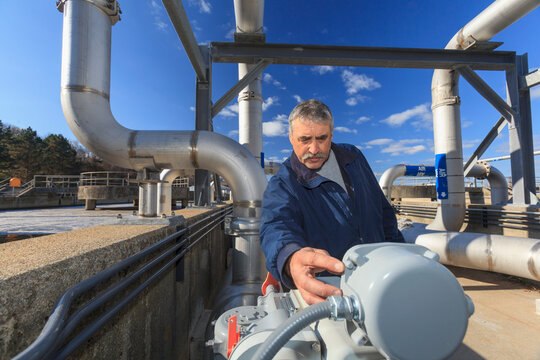 Engineer examining sensor readout