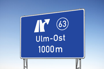 Autobahn 8, Ausfahrt 63, Ulm-Ost, (Nachbildung)