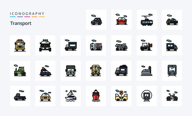 25 Transport Line Filled Style icon pack