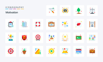 25 Motivation Flat color icon pack