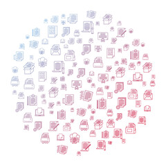 Document concept in circle with clean and simple icons, Infographic idea of making creative products. Template for website banner, flyer and poster.