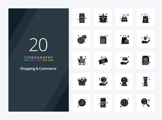 Fototapeta na wymiar 20 Shopping And Commerce Solid Glyph icon for presentation