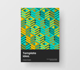 Simple geometric hexagons leaflet concept. Unique corporate brochure A4 design vector template.