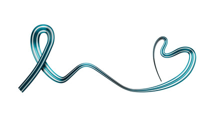 Fototapeta na wymiar Cervical Cancer Awareness Realistic Teal and White Ribbon. January is Cancer Awareness Month. 3d illustration