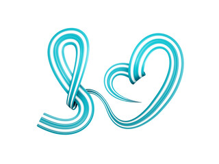 Fototapeta premium Cervical Cancer Awareness Realistic Teal and White Ribbon. January is Cancer Awareness Month. 3d illustration