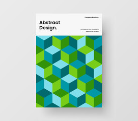 Minimalistic brochure A4 design vector layout. Multicolored mosaic pattern annual report illustration.