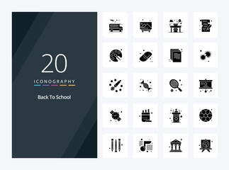 20 Back To School Solid Glyph icon for presentation