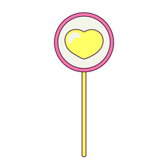 Lollipop with Heart in the Center Isolated Element for Day of Valentine 