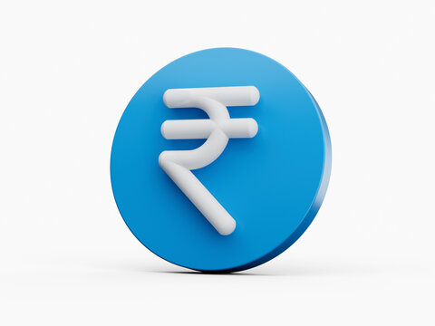 Indian rupee icon isolated. Illustration of rupee icon. Indian money. Financial currency blue symbol 3d illustration