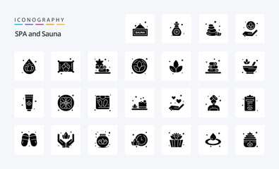 25 Sauna Solid Glyph icon pack