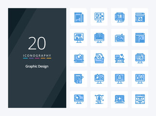 20 Graphic Design Blue Color icon for presentation