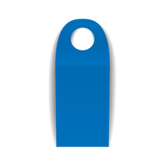 Blank blue bottle neck hanger isolated on white background