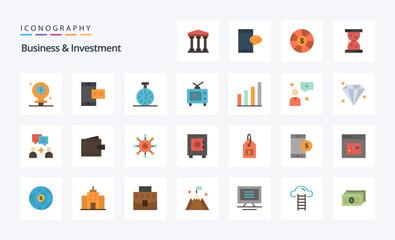 25 Business And Investment Flat color icon pack