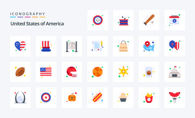 25 Usa Flat color icon pack